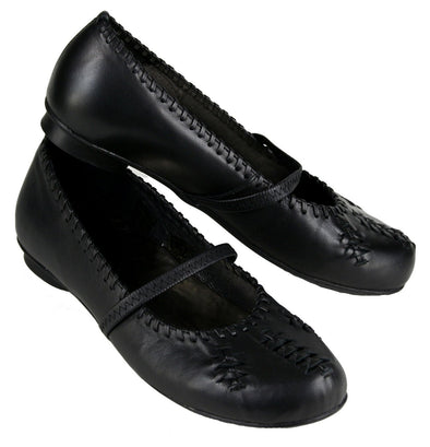 Tatami ADINA Ballet Flat With Strap Womens Shoes, Black Leather