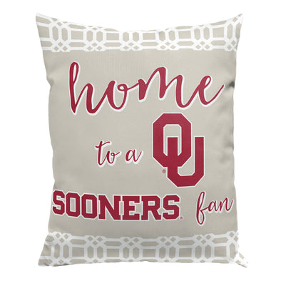 Northwest NCAA Oklahoma Sooners 2 Piece Sweet Home Fan Throw Pillow Cover, 15X12