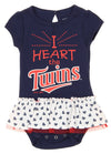 Outerstuff MLB Infant Minnesota Twins Play With Heart Creeper, Bib & Bootie Set