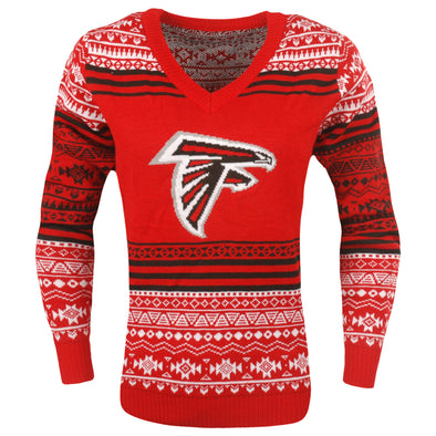 FOCO NFL Women's Atlanta Falcons Big Logo Aztec V-Neck Sweater