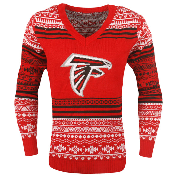 FOCO NFL Women's Atlanta Falcons Big Logo Aztec V-Neck Sweater