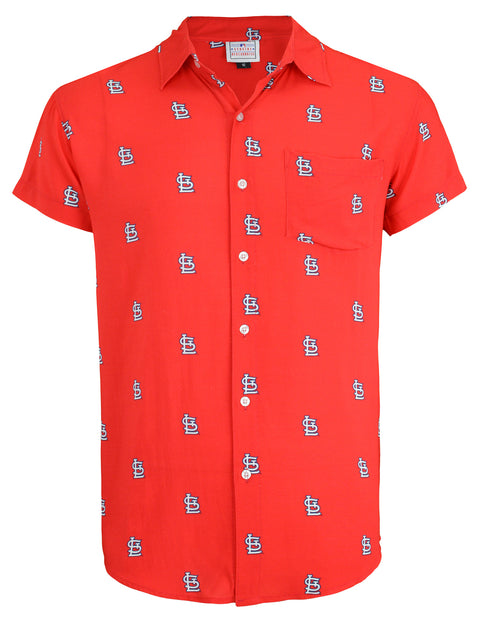 FOCO MLB Women's St. Louis Cardinals Repeat Mini Print Button Up Shirt