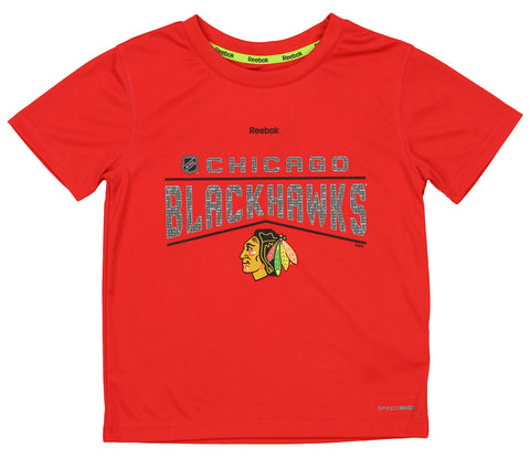 Reebok NHL Boys Kids Chicago Blackhawks Performance Freeze Reflect Short Sleeve Tee, Red