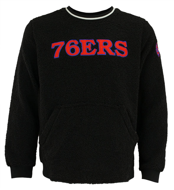 FISLL NBA Men's Philadelphia 76ers Moto Sherpa Crew Neck Sweatshirt