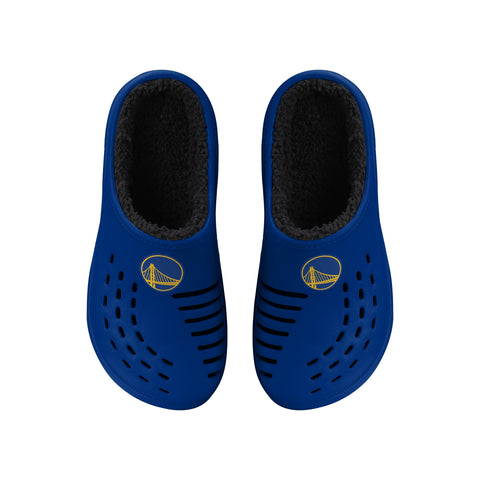 FOCO NBA Men's Golden State Warriors Sherpa Lined Big Logo Clogs