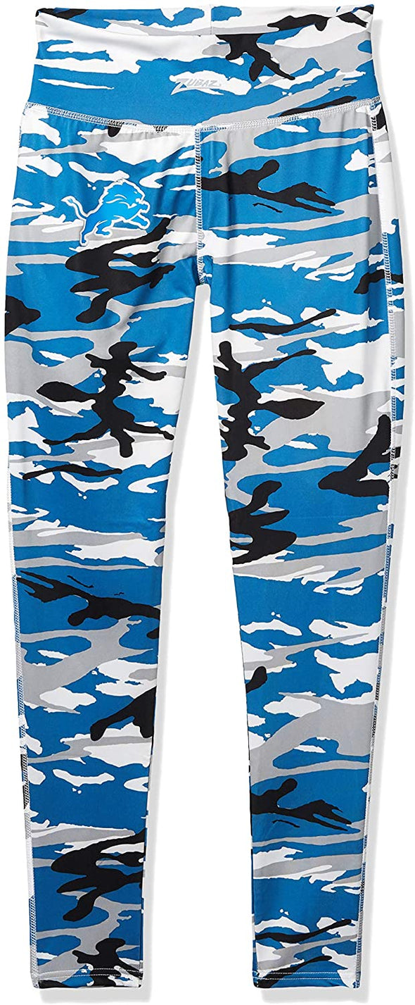 Zubaz Detroit Lions NFL Women's Camo Print Legging, Blue/Silver