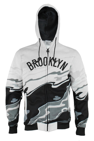 Zipway NBA Men's Brooklyn Nets Hot Lava Full Zip Fleece Hoodie, White/Black