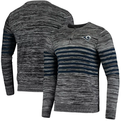 FOCO Men's NFL Los Angeles Rams Marled Knit Henley Long Sleeve Shirt