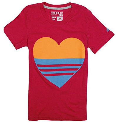 Adidas Youth Girls Lovely Heart Short Sleeve Graphic Tee T-Shirt, 3 Colors