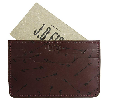 JD Fisk Men's Arrow Print Cardholder, Maroon