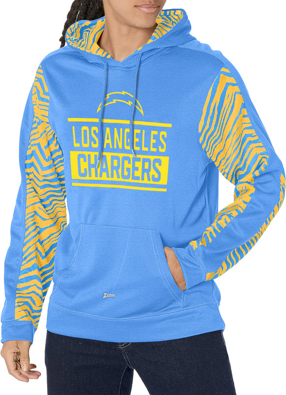 Zubaz NFL Men's Los Angeles Chargers Team Color with Zebra Accents Pullover Hoodie