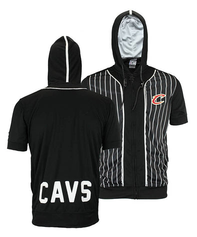Zipway NBA Men's Cleveland Cavaliers Full Zip Short Sleeve Pinstripe Hoodie, Black