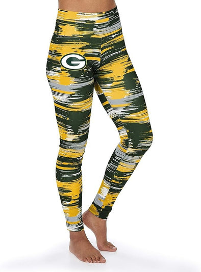 Zubaz NFL Women's Green Bay Packers Brushed Paint Team Color Leggings