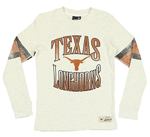 NCAA Youth Texas Longhorns Long Sleeve Henley Shirt, Cream