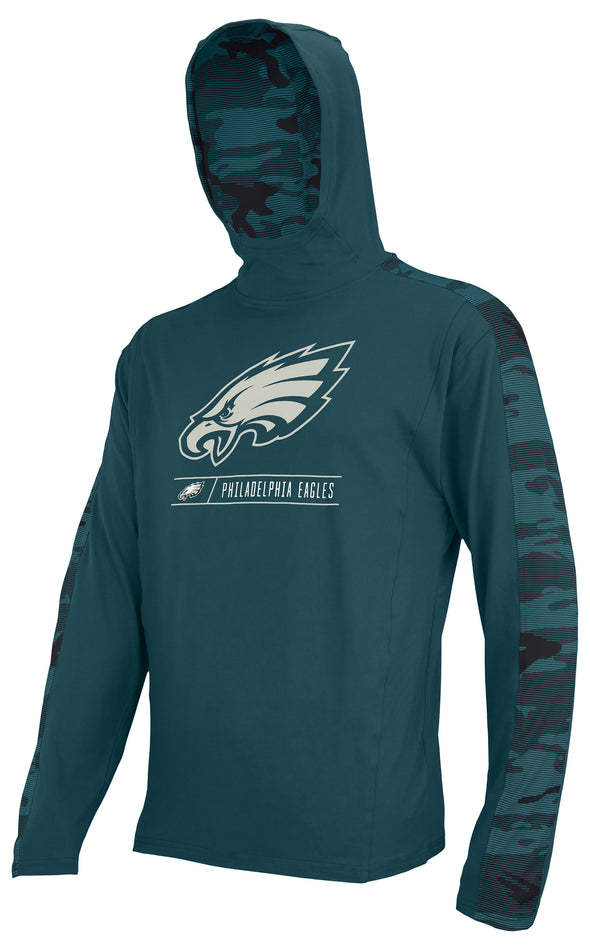 Zubaz NFL Men's Philadelphia Eagles Team Color Block 1/4 Camo Lines Zip Hoodie