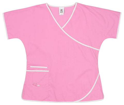 Fabrique Innovations Women's NFL Baltimore Ravens Breast Cancer Awareness Scrub Top