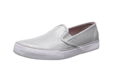 Sperry Kids Top-Sider Seaside Slip On Sneaker,Silver