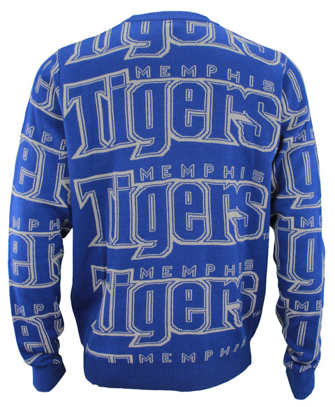 Outerstuff NCAA Men's Memphis Tigers Wordmark Repeat Crew Neck Sweater