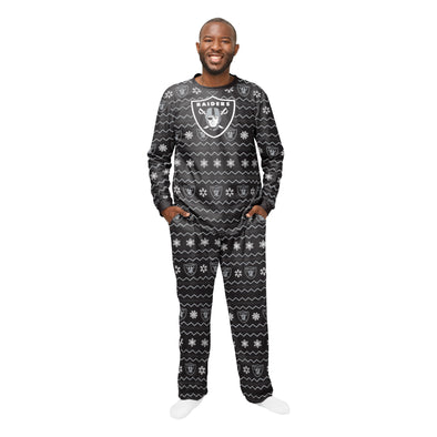 FOCO NFL Men's Las Vegas Raiders Team Logo 2 Piece Ugly Pajama Set