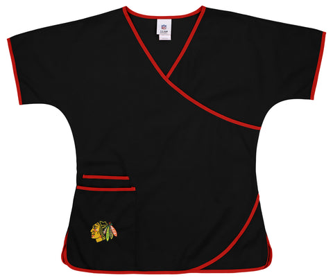 Fabrique Innovations NHL Women's Chicago Blackhawks Wrap Scrub Top