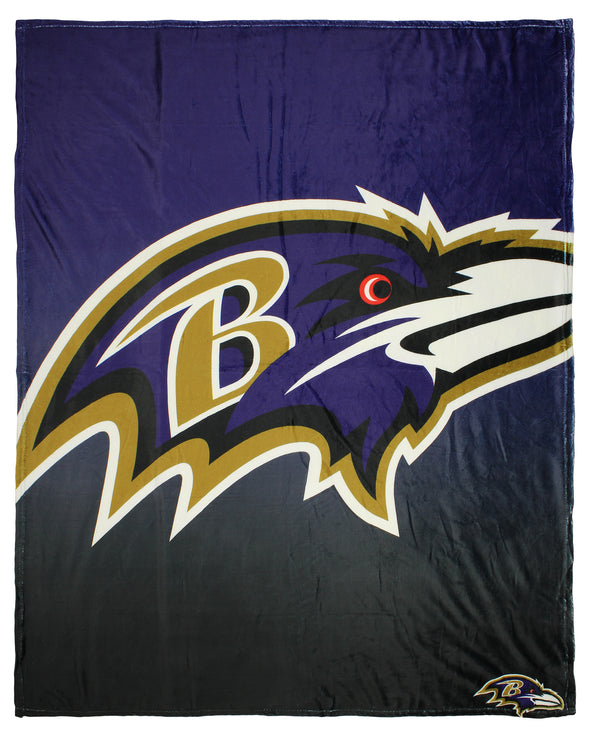 FOCO NFL Baltimore Ravens Gradient Micro Raschel Throw Blanket, 50 x 60