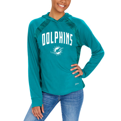 Zubaz NFL Women's Miami Dolphins Elevated Hoodie W/ Tonal Viper Print