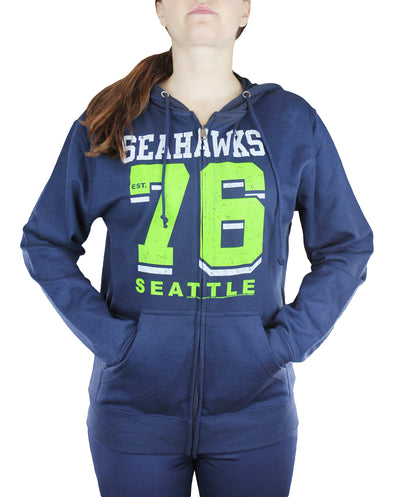 Seattle Seahawks NFL Womens Established 1976 Full Zip French Terry Hoodie