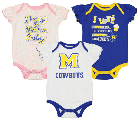 Outerstuff NCAA Infant Girls McNeese State Cowboys Three Piece Creeper Set