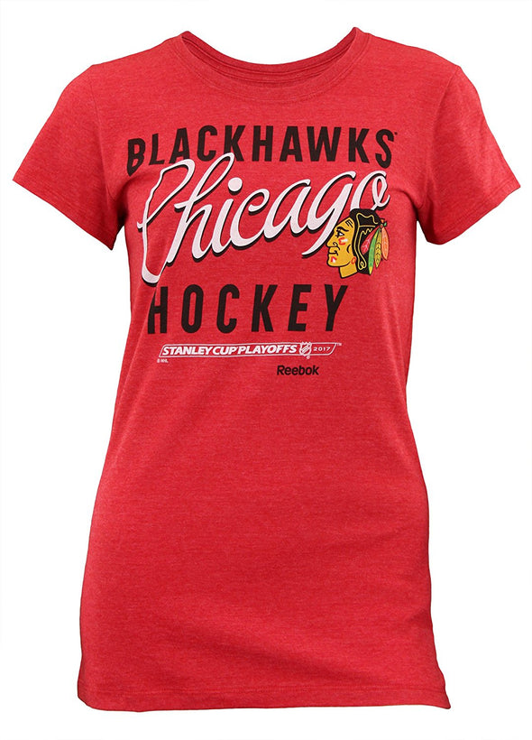 Reebok NHL Women's Chicago Blackhawks Scripted Shadow Shirt, Red