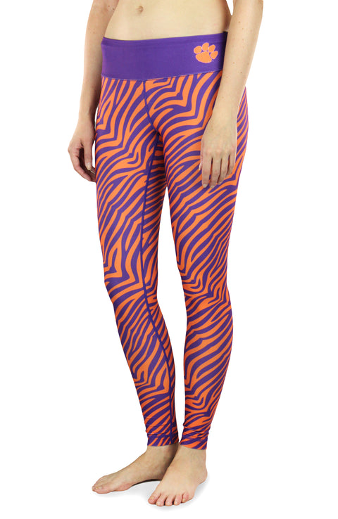 NCAA Women's Clemson Tigers Thematic Print Leggings, Purple