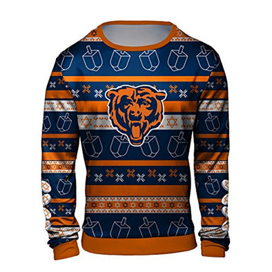 Forever Collectibles NFL Men's Chicago Bears Hanukkah Ugly Crew Neck Sweater