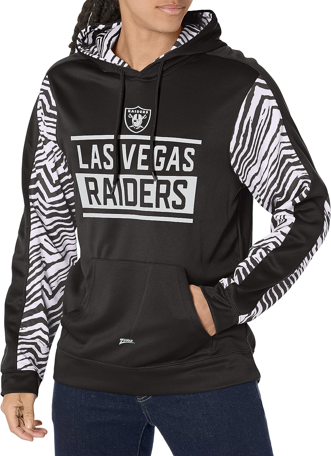 : Officially Licensed Zubaz Men's NFL Black Hoodie With