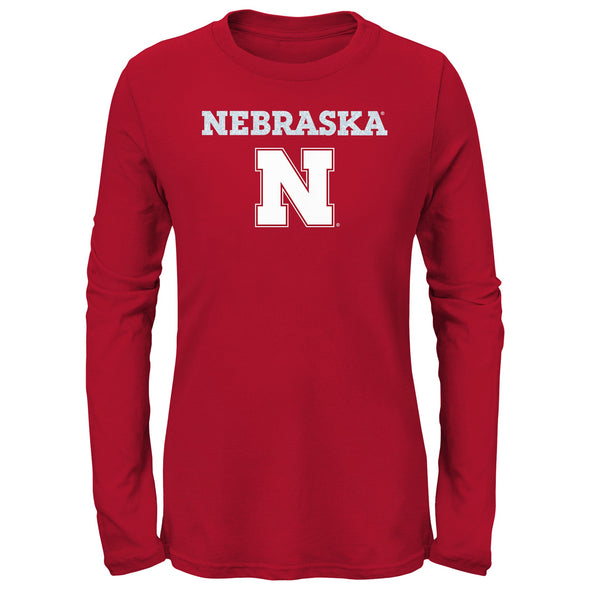 Outerstuff NCAA Youth Girls Nebraska Cornhuskers Goal Line Long Sleeve Shirt