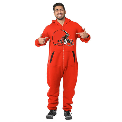 Forever Collectibles NFL Unisex Cleveland Browns Logo Jumpsuit, Orange