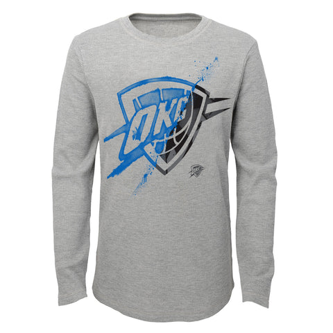 Outerstuff NBA Youth (8-20) Oklahoma City Thunder Black Out Waffle Knit Thermal Shirt