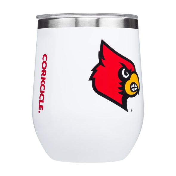 Corkcicle NCAA 12oz Louisville Cardinals Triple Insulated Stainless Steel Wine Glass