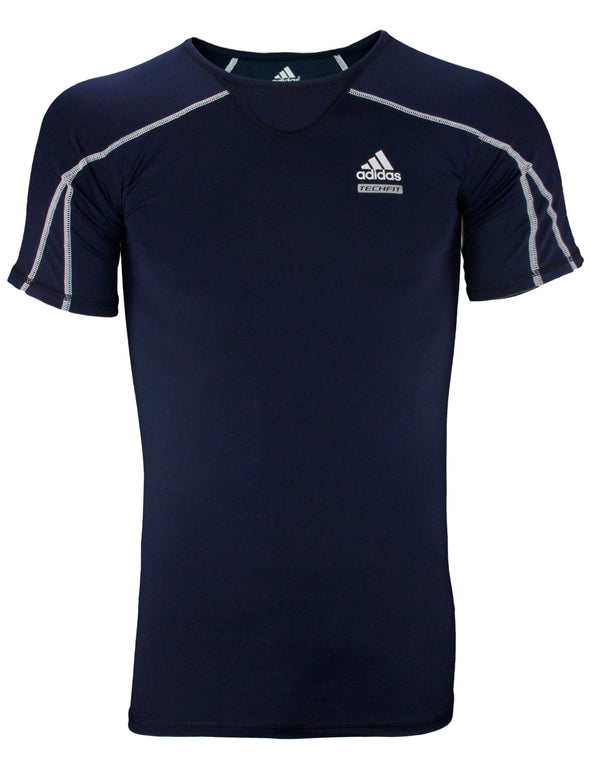 Adidas Men's Techfit Team Performance T-Shirt Top Tee - Navy Blue