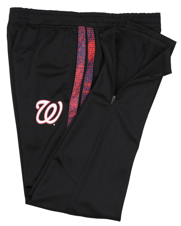 Zubaz MLB Baseball Men's Washington Nationals Static Stripe Black Track Pants
