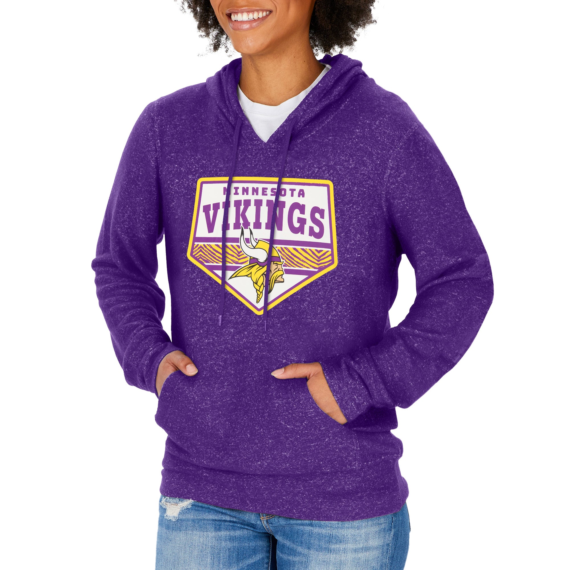 Zubaz Minnesota Vikings Athletic Heather Gray Crew Neck Sweatshirt w/ Single Color Zebra Graphic, Extra Large