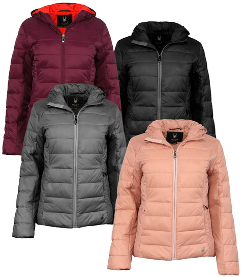 Spyder Women's Clara Short Puffer Hooded Full Zip Jacket, Color Options