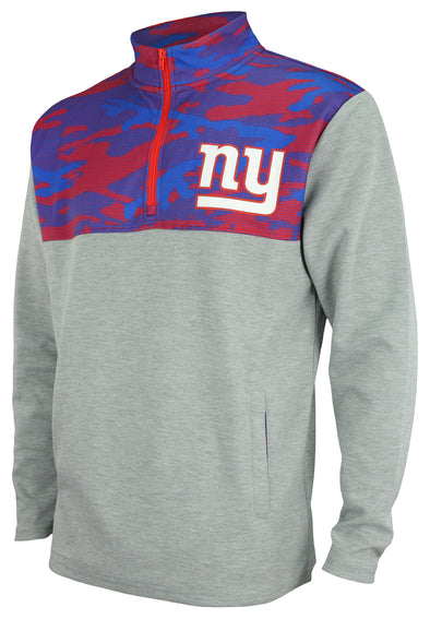 Zubaz NFL Men's New York Giants 1/4 Zip Fleece Pullover with Camo Lines