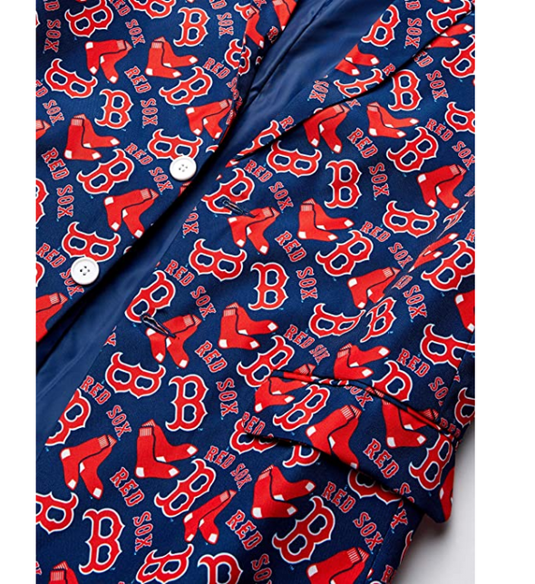 FOCO MLB Men's Boston Red Sox Repeat Logo Ugly Business Suit - 3 Piece Set