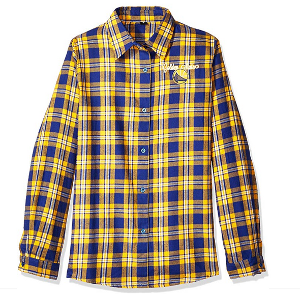FOCO NBA Women's Golden State Warriors 2016 Wordmark Basic Flannel Shirt
