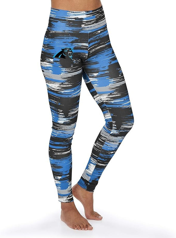 Zubaz NFL Women's Carolina Panthers Brushed Paint Team Color Leggings