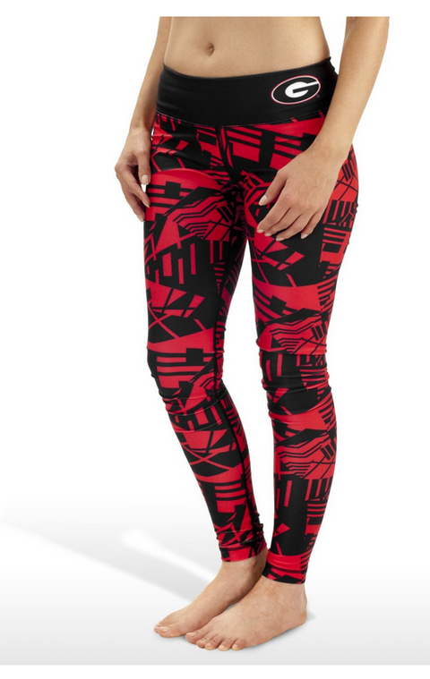 NCAA Women's Georgia Bulldogs Geometric Print Leggings, Black