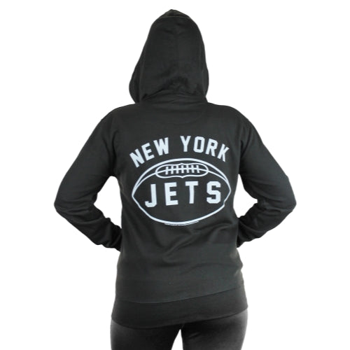 New York Jets NFL Womens Double Coverage Full Zip French Terry Hoodie, Black