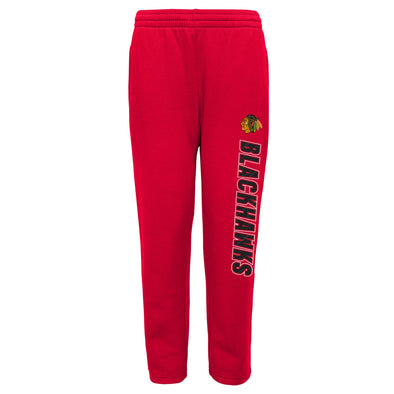 Outerstuff Chicago Blackhawks NHL Boys Youth (8-20) Post Game Fleece Pant, Red