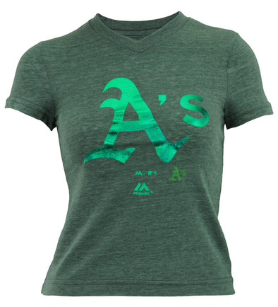 Outerstuff MLB Youth Girl's Oakland Athletics Tri-blend Slider Tee