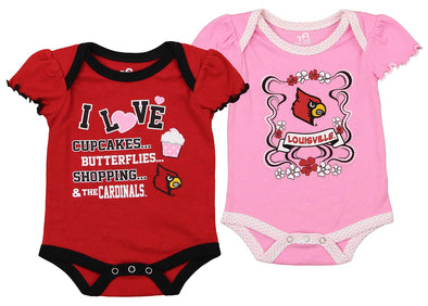 Outerstuff NCAA Infant Girls Louisville Cardinals Love Two Pack Creeper