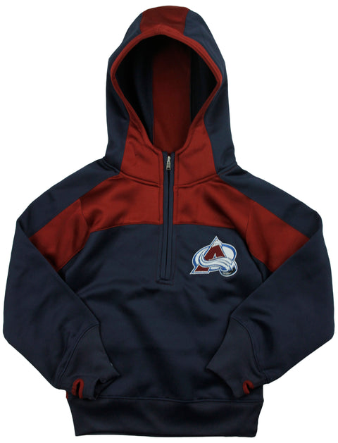 Reebok NHL Youth Girl's Colorado Avalanche 1/4 Zip Active Pullover Hoodie, Navy